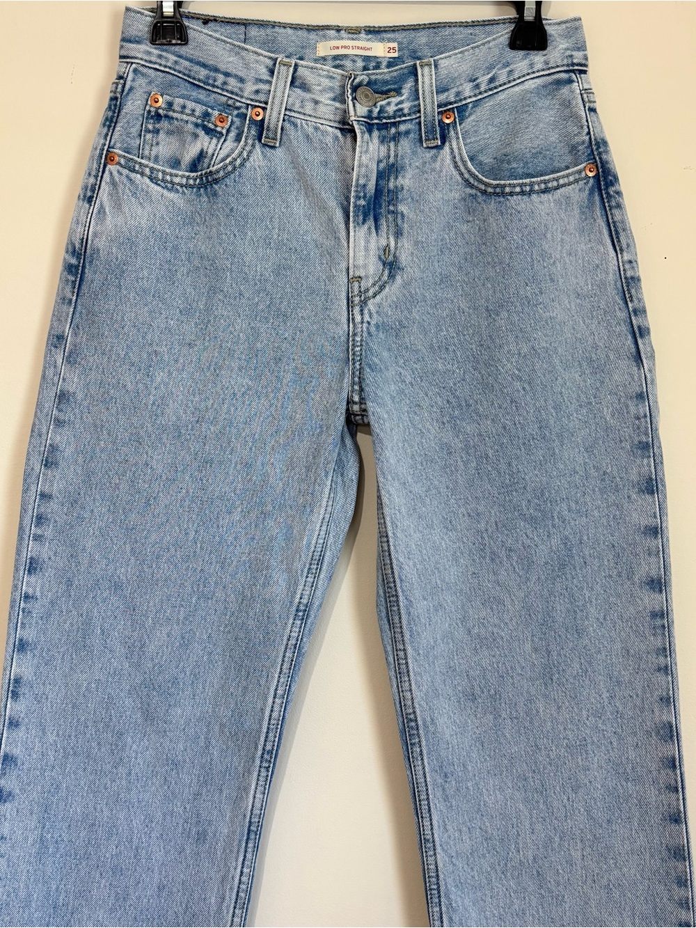Levi’s Low Pro Straight High Rise Light Wash Cotton Relaxed Preppy Slouchy Jeans - Picture 5 of 16